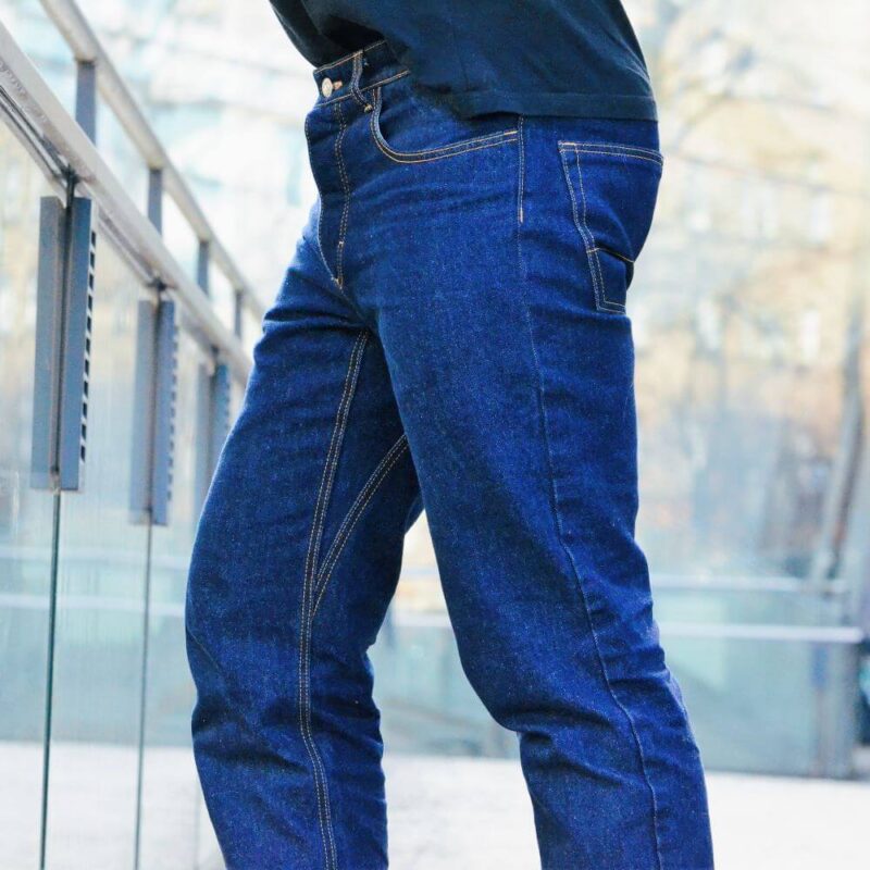 Sideview on gusset of NOBS Clothing classic jeans
